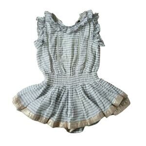 Velveteen Striped Skirted Romper